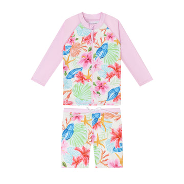 The 'Floral' 2-Piece Rash Guard Swimsuit Set